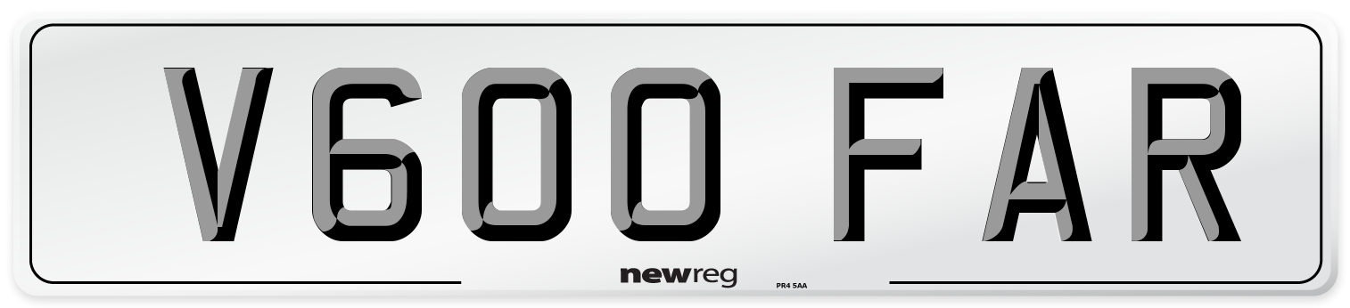 V600 FAR Number Plate from New Reg